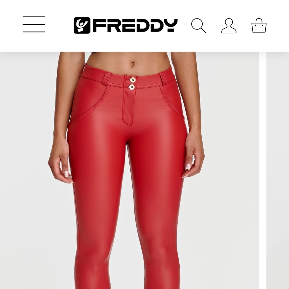 NEW w TAGS Freddy Women's RED WR.UP Faux Leather Pants Size L